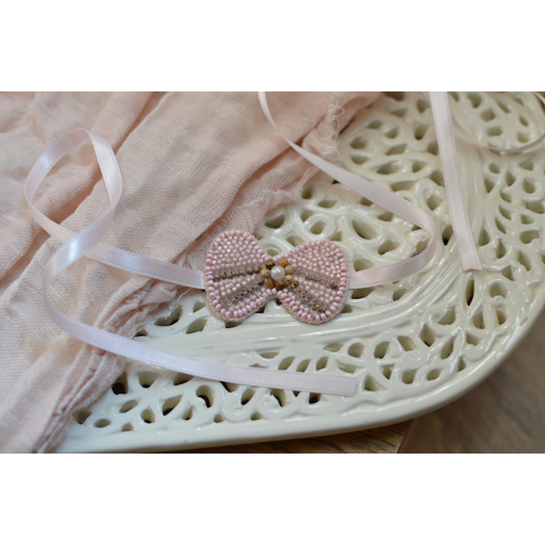 HeadbandS à noeud brodé de perles rose pâle pour bébé et petite fille