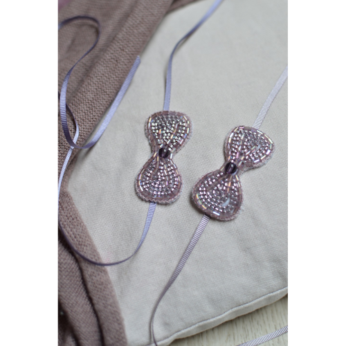 2 Headbands à noeud brodés de perles mauve brillant pour bébé et petite fille