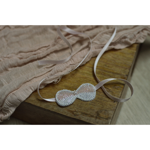 Headband à noeud brodé de perles rose et blanc pour bébé et petite fille