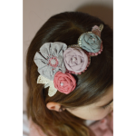 Headband brodé de fleurs en tissu, perles et crochet pour bébé et petite fille