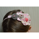 Headband brodé de fleurs en tissu, perles et crochet pour bébé et petite fille