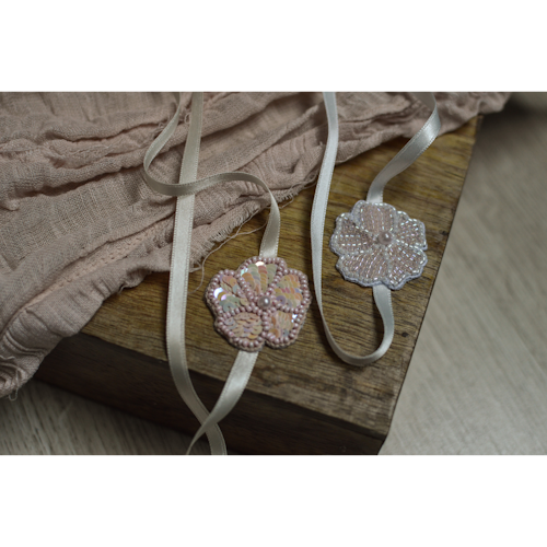 2 Headbands brodés de perles et paillettes pour bébé ou petite fille