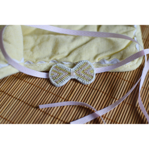 Headband brodé de perles jaunes, rose et blanc pour bébé et petite fille