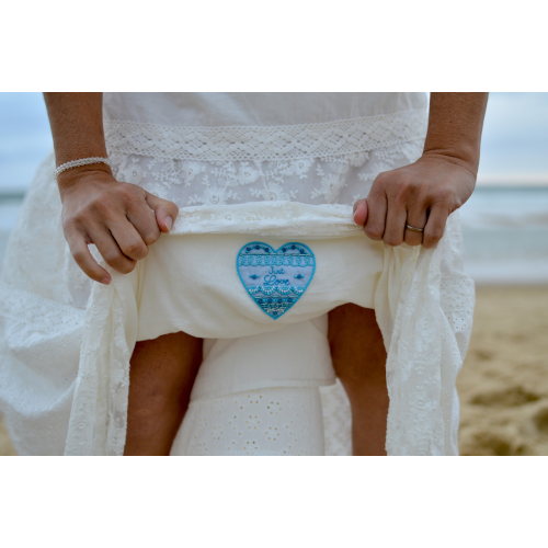 Cœur brodé « Just Love », collection« Quelque chose de bleu » pour robe de mariée