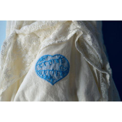 Cœur brodé personnalisable, collection« Quelque chose de bleu » pour robe de mariée
