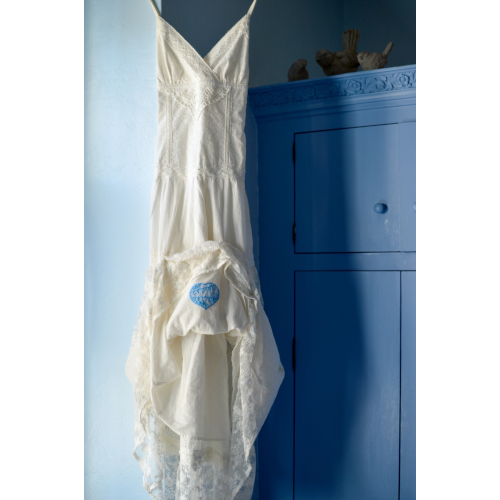 Cœur brodé personnalisable, collection« Quelque chose de bleu » pour robe de mariée