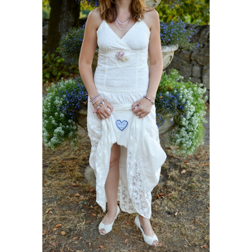 Cœur brodé personnalisable, collection« Quelque chose de bleu » pour robe de mariée