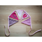 Guirlande de fanions en tissus (fushia, parme, violet foncé et rose) et personnalisable avec prénom