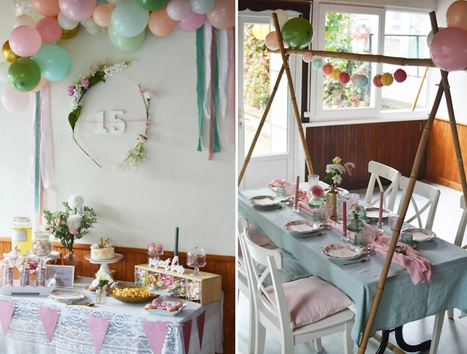 Carrousel_DecoSurMesure_01 Décoration anniversaire enfant pastel avec ballons, table de fête et sweet table pour anniversaire ou baby shower.