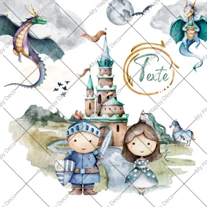 Papeterie personnalisée thème “Chevalier et Dragon”