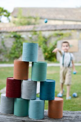 Jeu chamboule tout thème "Avion rétro" pour fête anniversaire d'enfants