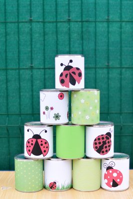 Jeu chamboule tout thème "Coccinelle" pour fête baptême d'enfants