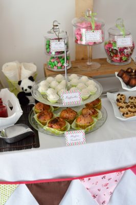 Sweet table thème "Panda girly" pour fête d'anniversaire d'enfant